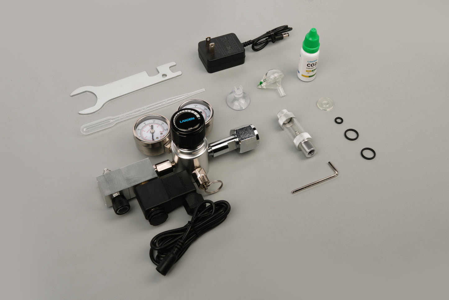 LANDEN AverVita CO2 Regulator Efficient Control with Integrated DC 12V Solenoid and Precision Bubble Counter,CO2 Indicator Solution Kit Included