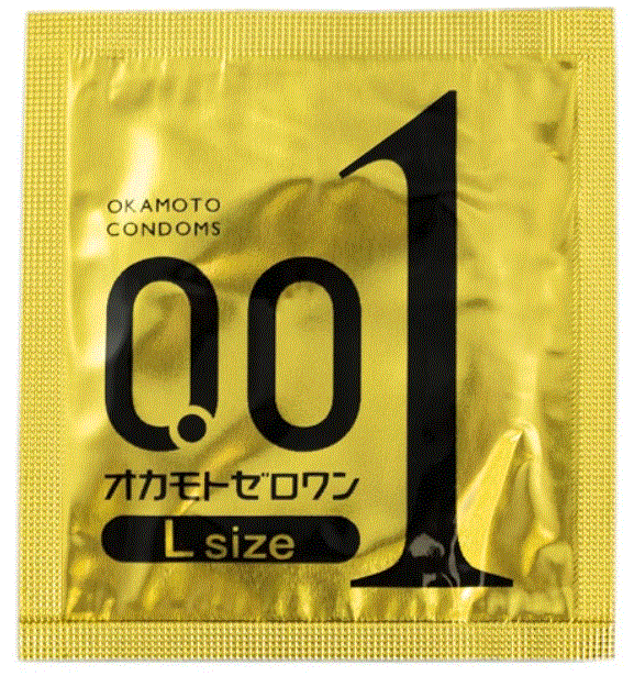Okamoto 001 L-size gold condom wrapper