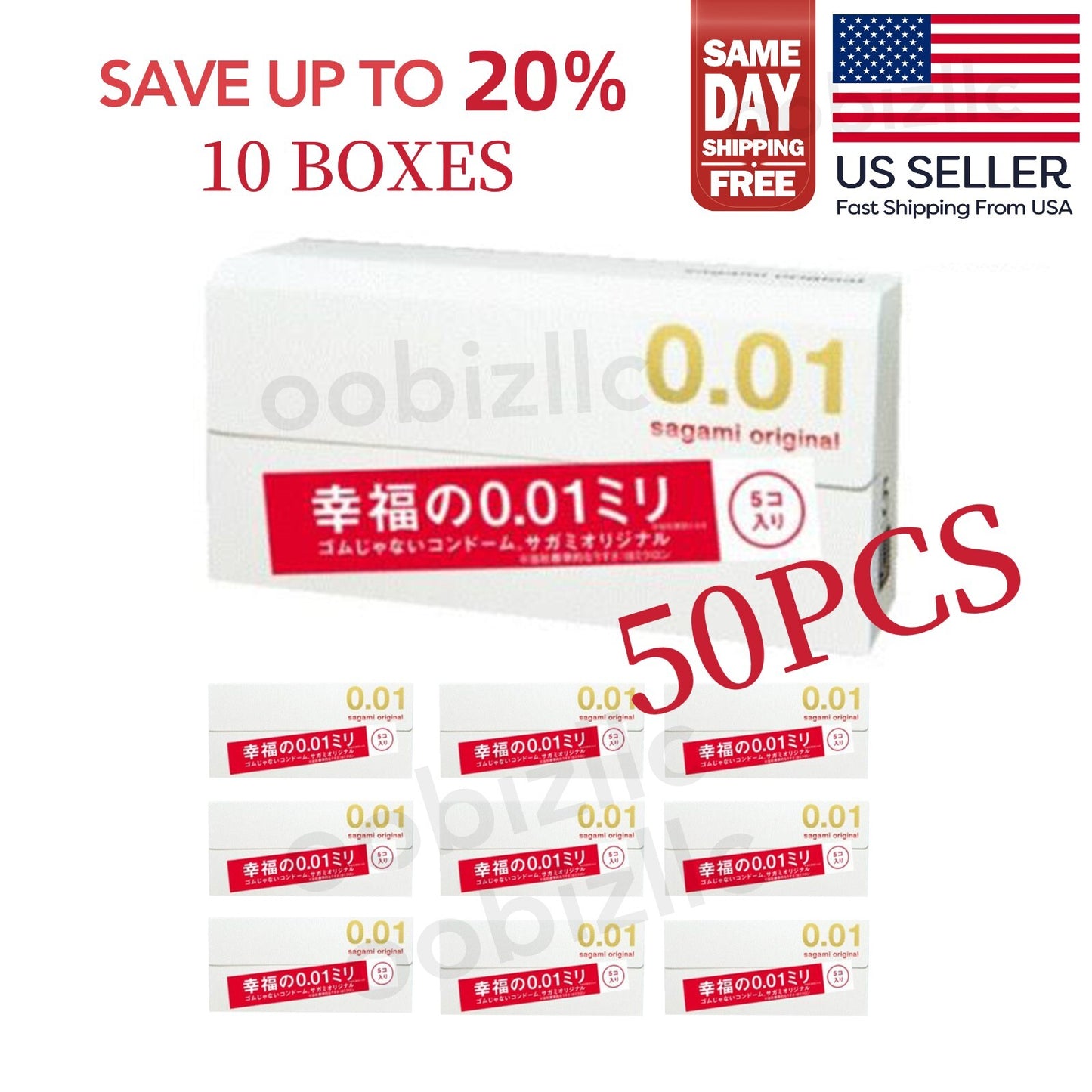 Sagami 001 Condoms Original 001 5pcs Ultra Thin 0.01 mm (10 BOXES) - US Seller