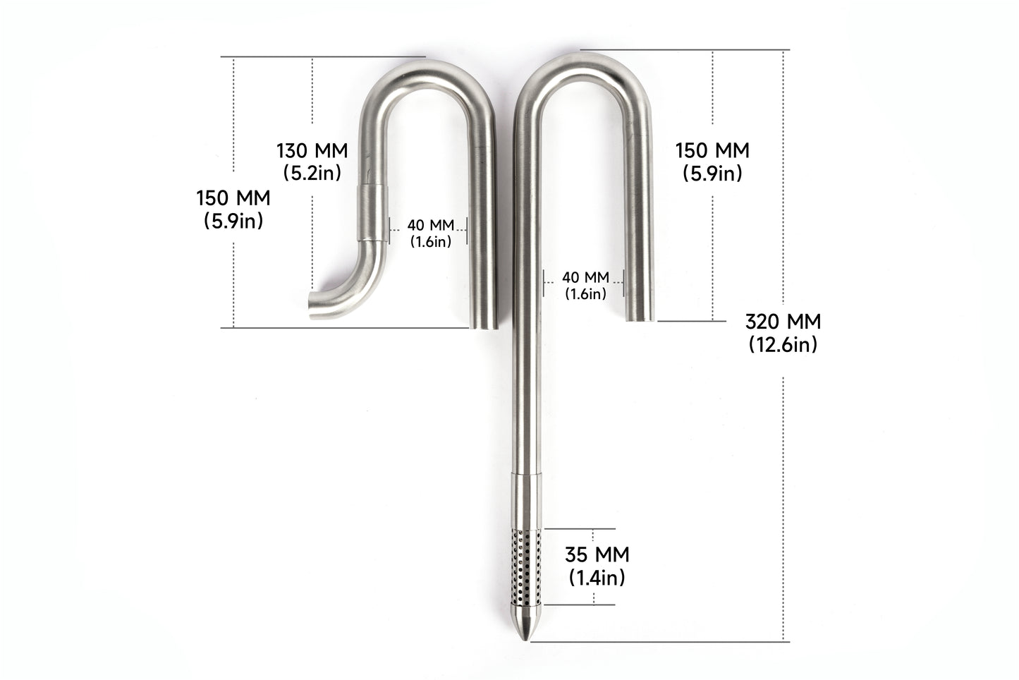 LANDEN 304 Stainless Steel Lily Pipes with Clamps for Rimless Glass Aquarium, Inflow and Outflow Set (Pipe Diameter 12mm/16mm)