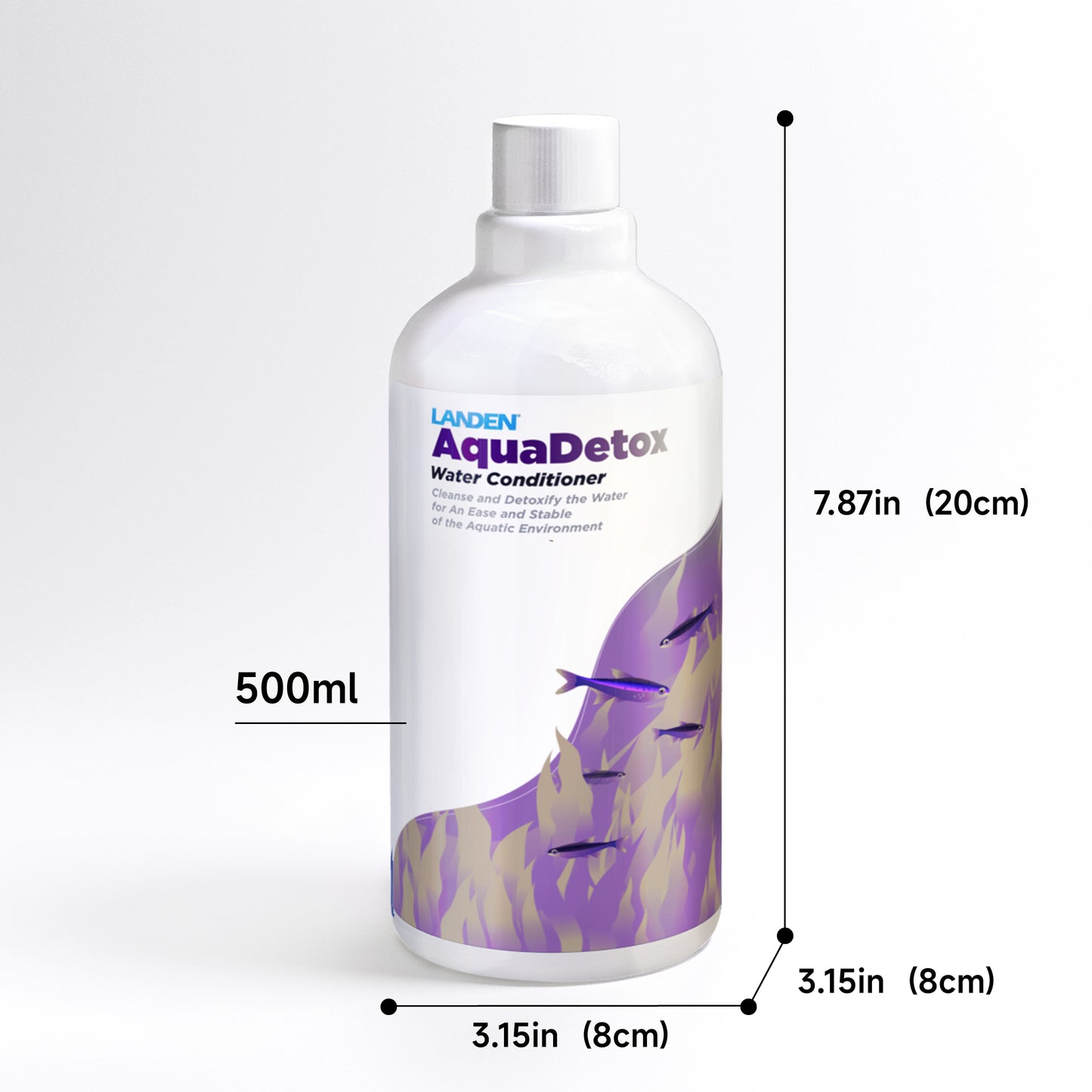 LANDEN AquaDetox Water Conditioner for Salt and Fresh Water, Chemical Remover and Detoxifier, Dechlorinator, Aquarium Water Detoxification,Liquid 500ml (17oz)