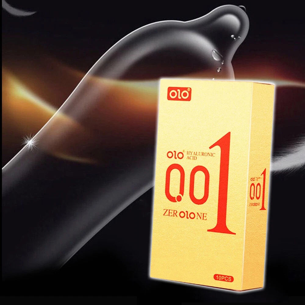 OLO Condoms 10pcs 001 Ultra Thin Condoms Hyaluronic Acid Lubrication Latex Free Feeling