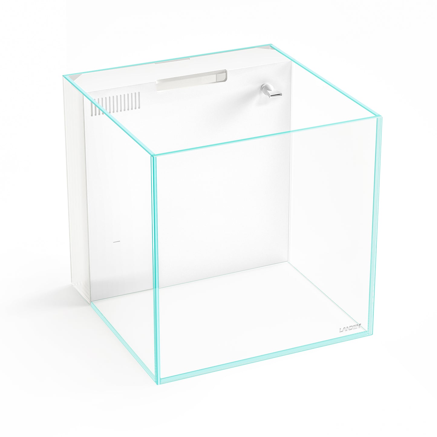 LANDEN AIO Rear Filtration Tank Kits,Rimless Low Iron Aquarium Tank with Rear Filtration Chamber(Return Pump Included),All-in-One Complete System,11.8''Wx11.8''Dx11.8''H in(30x30x30cm) 5mm