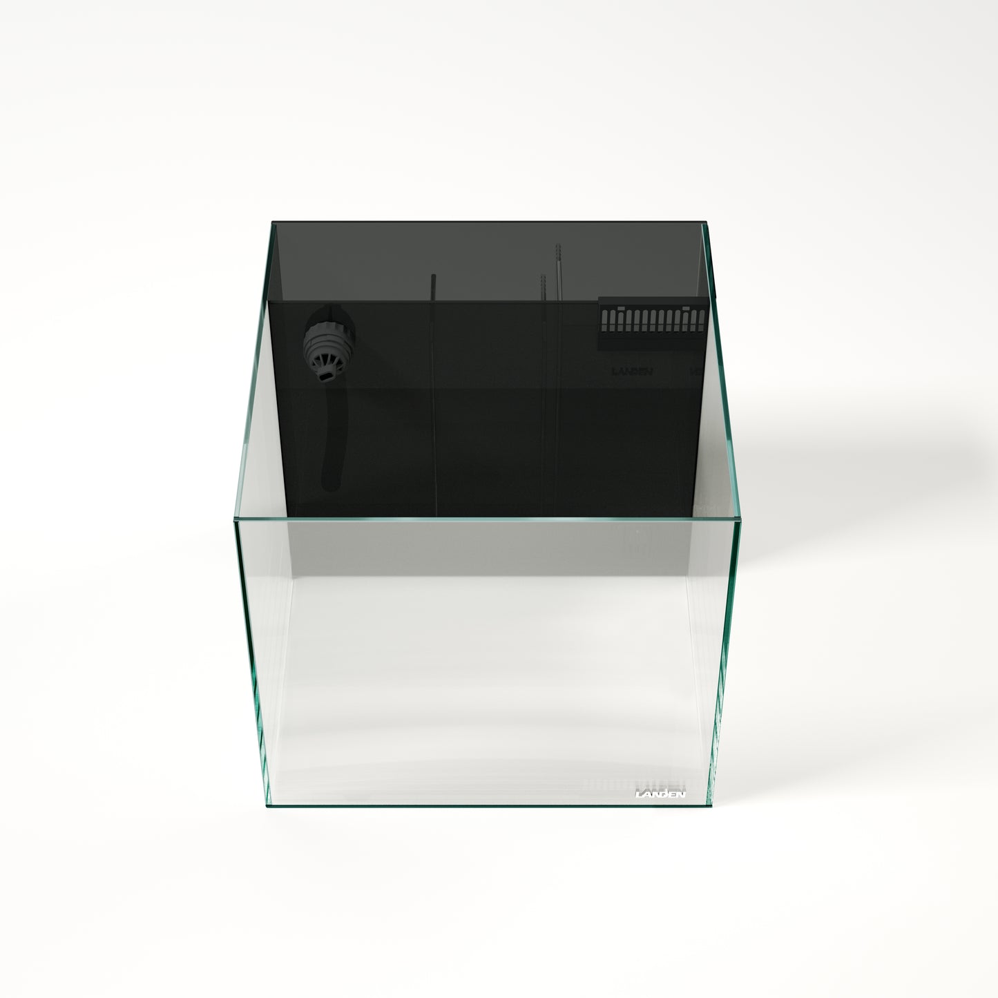 Landen 45P 15 Gallon Ultra Clear All Glass Rimless Low Iron Aquarium Tank with Rear Filtration Chamber(Return Pump Included)for Salt and Fresh Water.17.7''Wx17.7''Dx15.8''H in(45x45x40cm)