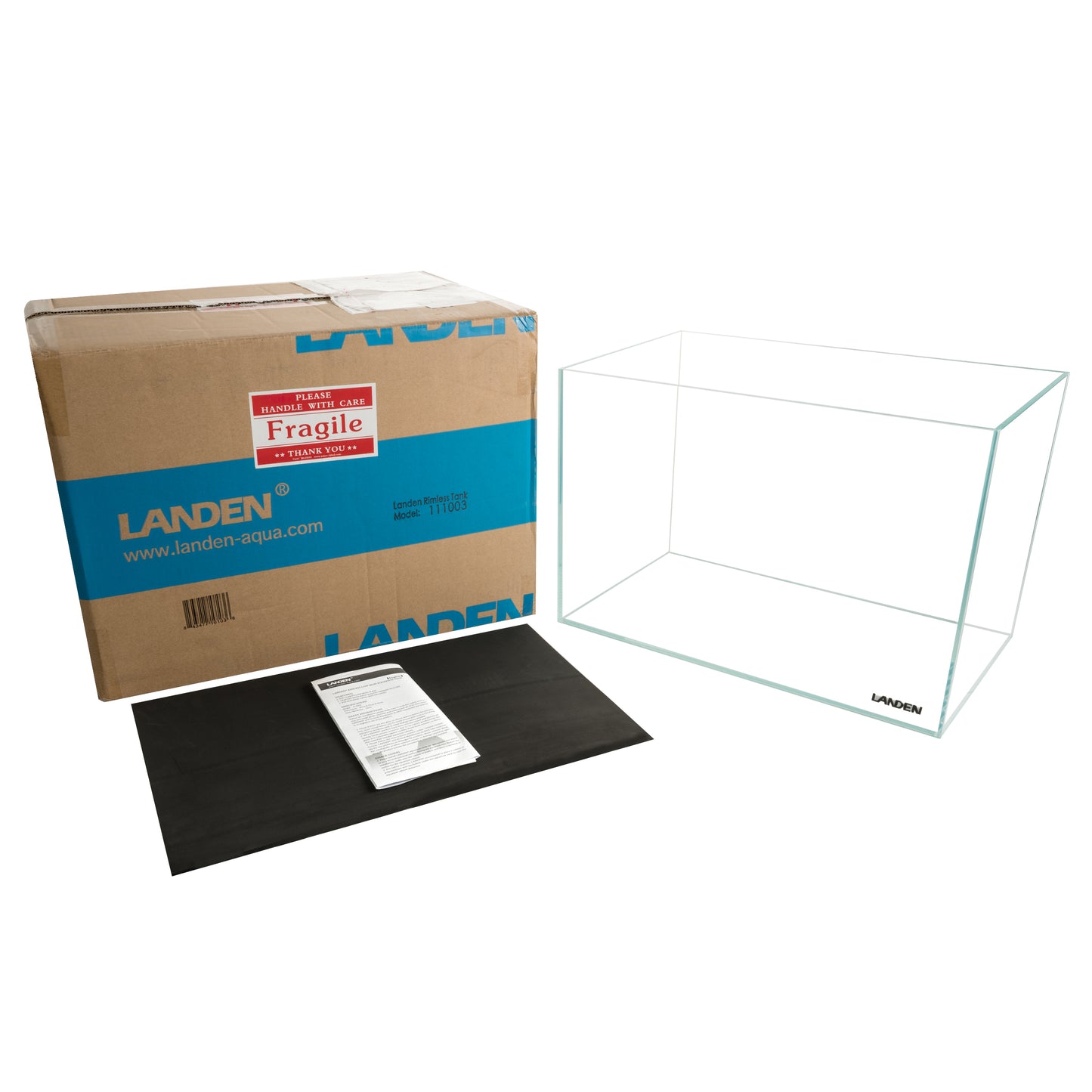 Landen 45P 10 Gallon Rimless Low Iron Aquarium Tank, 17.7" W × 11.8" D × 11.8" H (45cm x 30cm x 30cm)
