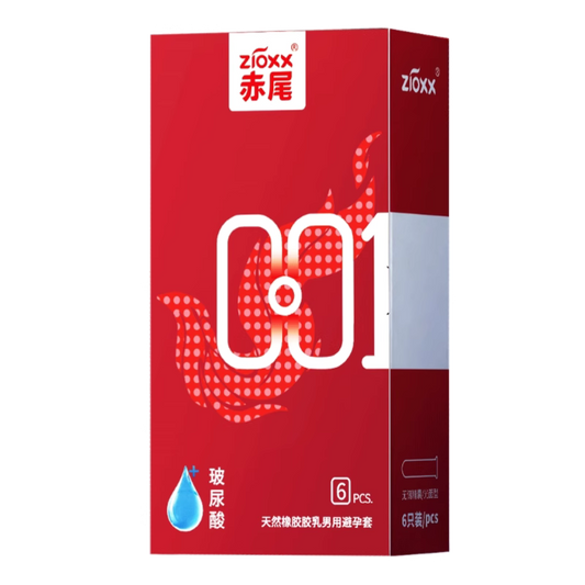 Redtail 001 Chiwei Condom 6PCS - 0.01mm Ultra Thin, Hyaluronic Acid Lubricated