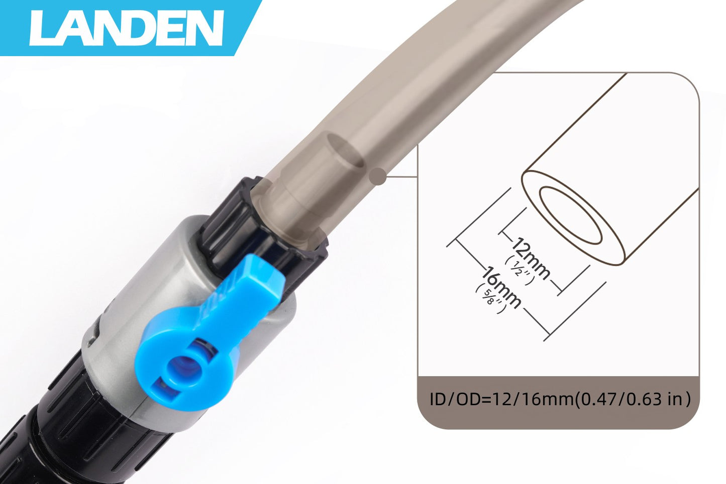 LANDEN Filter Hose Tubing for Aquarium Filter System, Connecting Canister Filter and Lily Pipe, PVC, Tinted Hose, 12/16mm 11.5ft (3.5m)