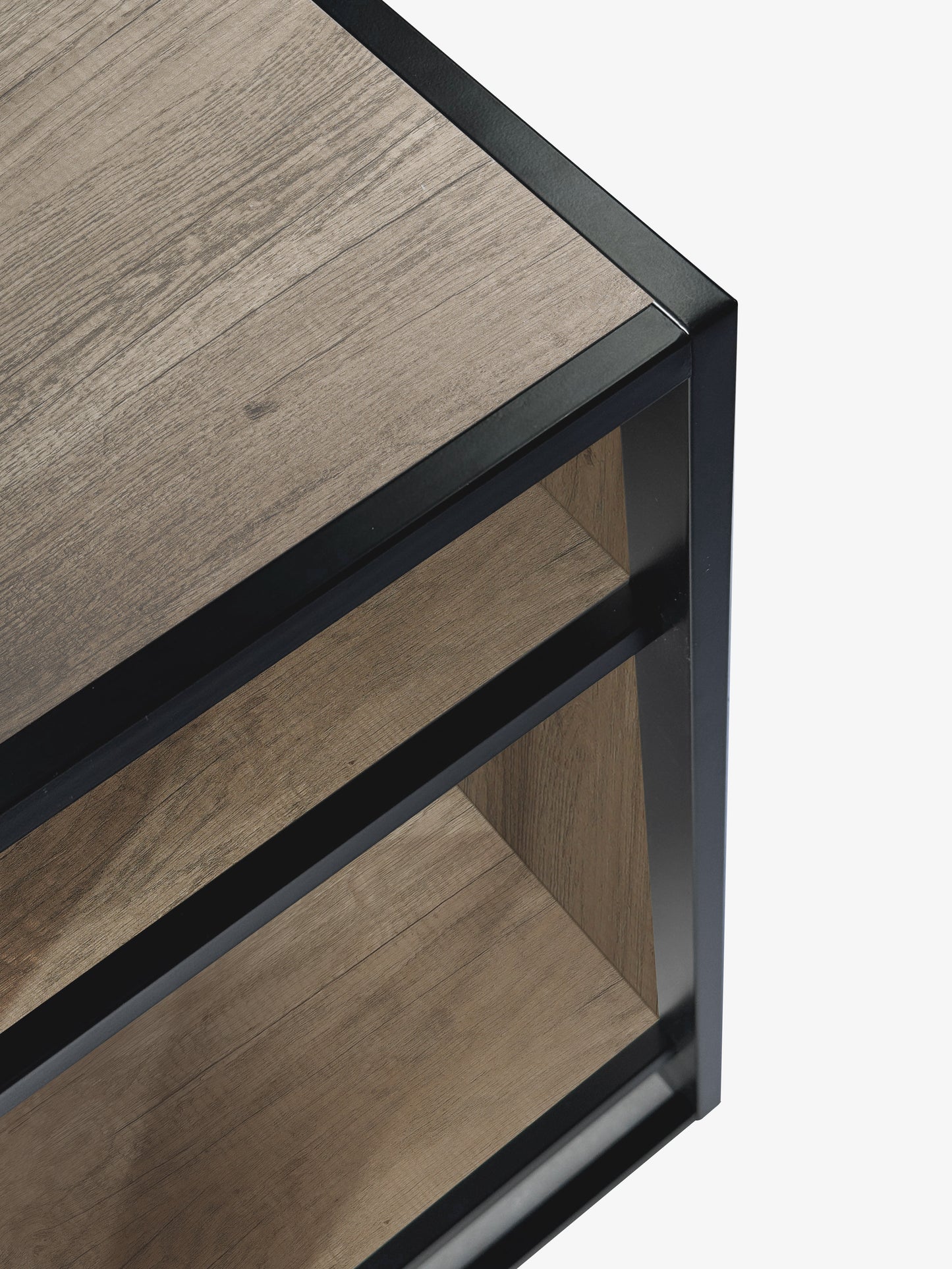 LANDEN Metal Aquarium Stand with Shelves for Fish Tanks, Gray Washed Oak Wood