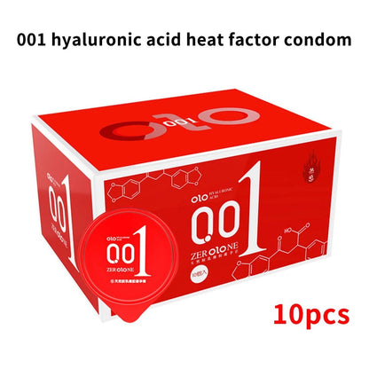 OLO 001 Red 10-piece retail box with a round condom wrapper
