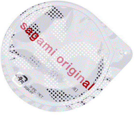 Sagami Original round condom wrapper
