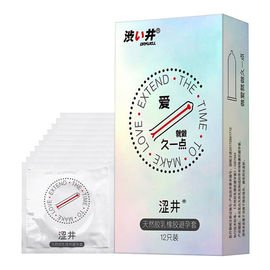 Drywell 12-piece retail box with condom wrappers