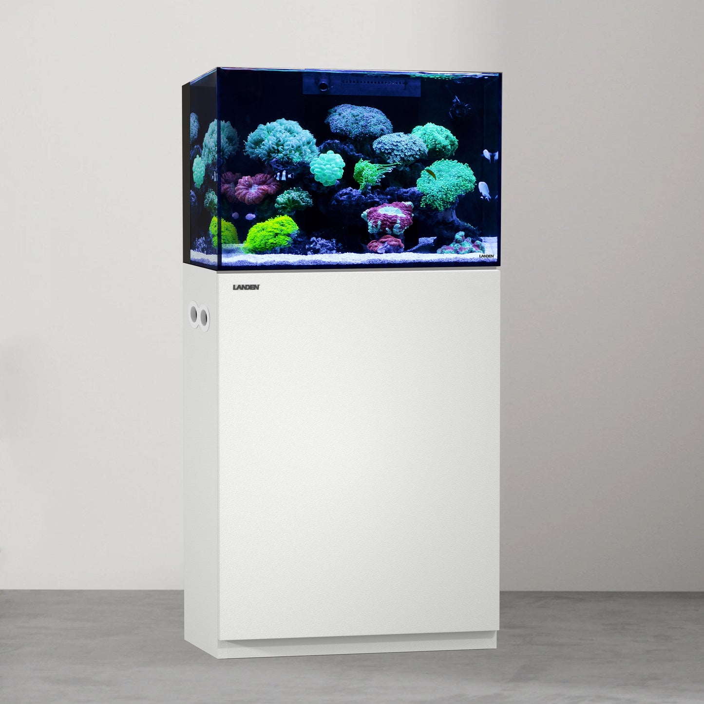 LANDEN Aquarium Wooden Stand and Cabinet for 30 gallon, W23.6xD17.7xH33.5in(60X45X80cm), Matte White Painted (Stand Only)