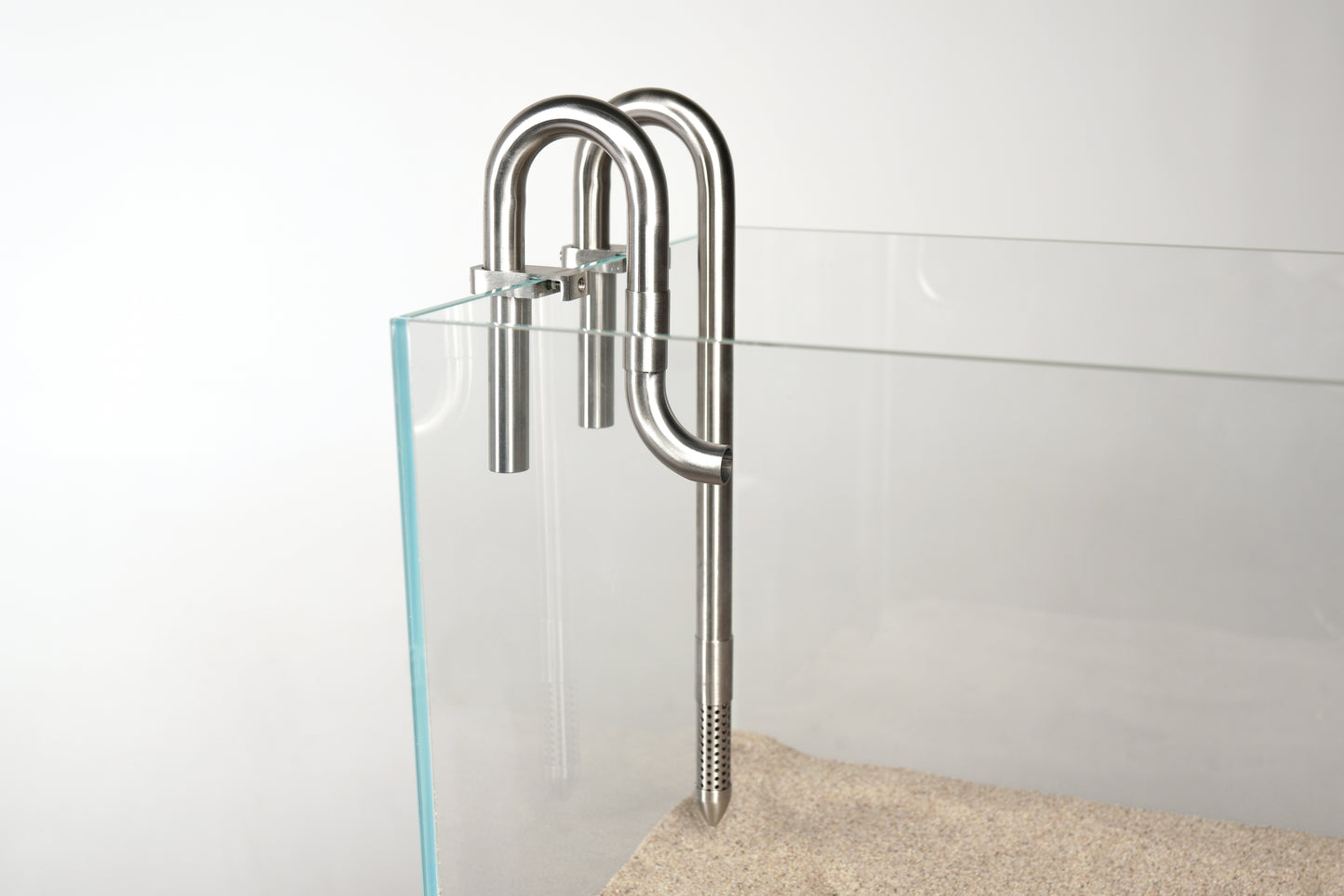 LANDEN 304 Stainless Steel Lily Pipes with Clamps for Rimless Glass Aquarium, Inflow and Outflow Set (Pipe Diameter 16mm)