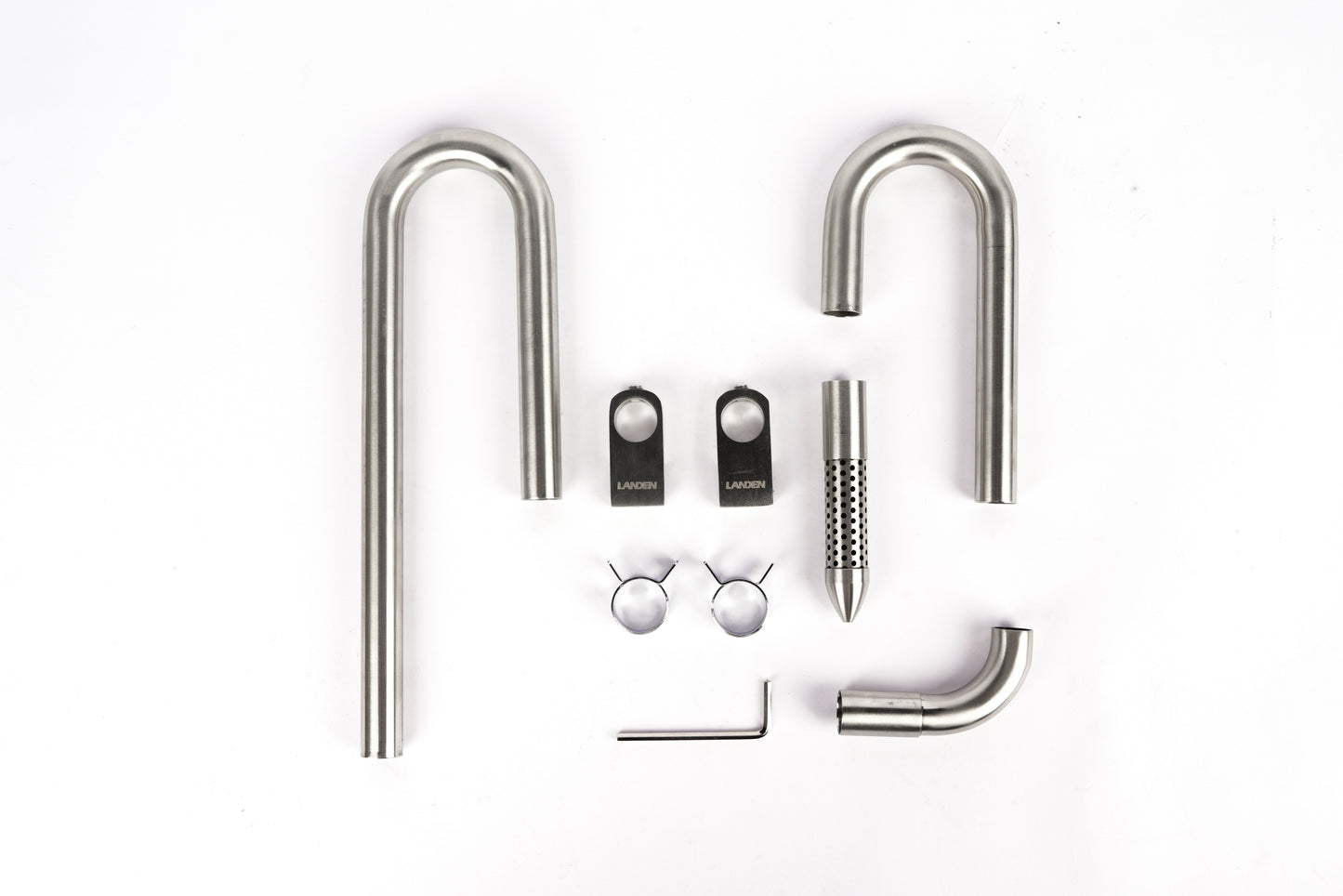 LANDEN 304 Stainless Steel Lily Pipes with Clamps for Rimless Glass Aquarium, Inflow and Outflow Set (Pipe Diameter 16mm)