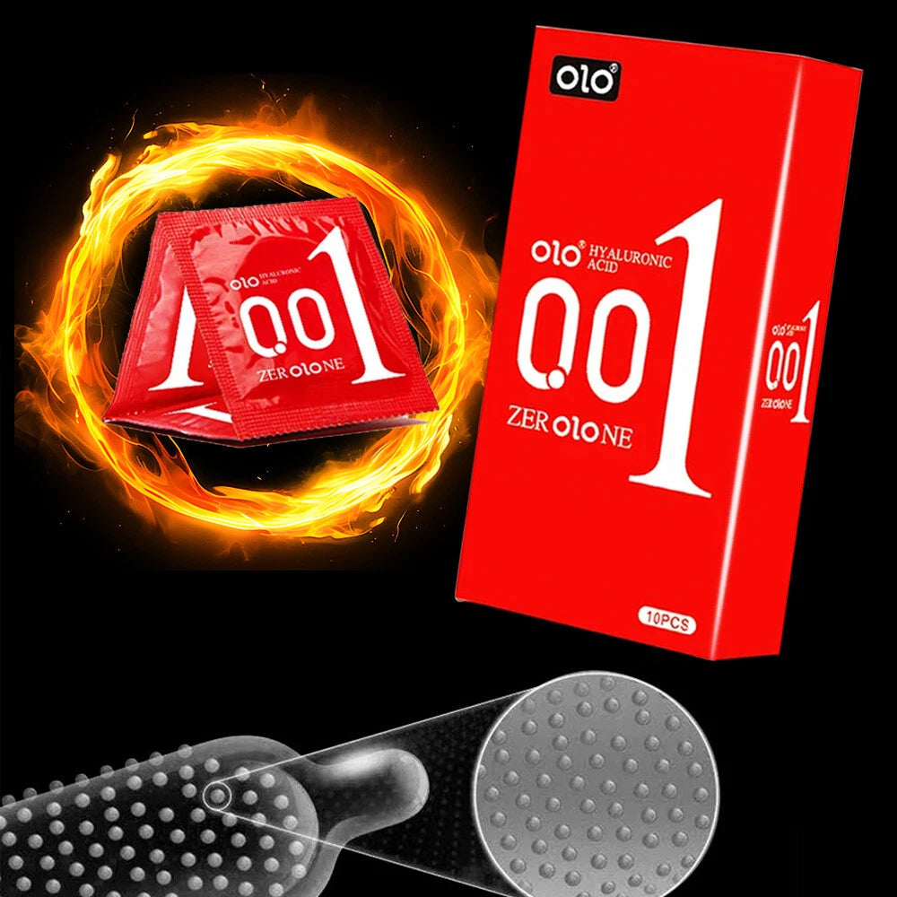 OLO Condoms 10pcs 001 Ultra Thin Condoms Hyaluronic Acid Lubrication Latex Free Feeling