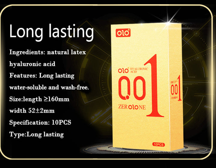 OLO Condoms 10pcs 001 Ultra Thin Condoms Hyaluronic Acid Lubrication Latex Free Feeling