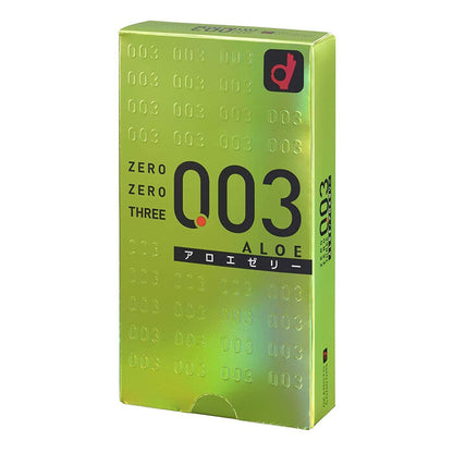 Okamoto 003 Aloe retail box, angled view
