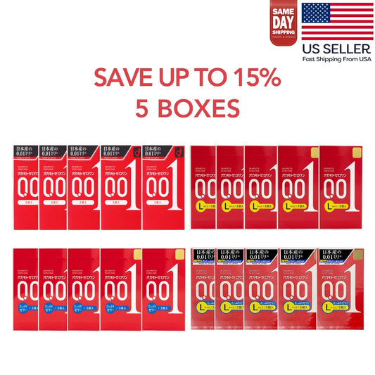 OKAMOTO 001 4 Types Condoms 5 Box Set, Ultra Thin Made in Japan - US Seller