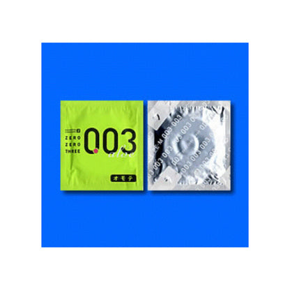 Okamoto 003 Aloe condom wrapper, front and back