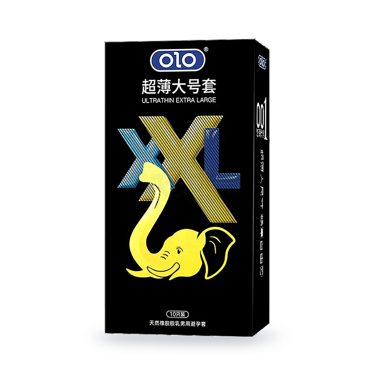One OLO XXL retail box, 10 condoms, front view