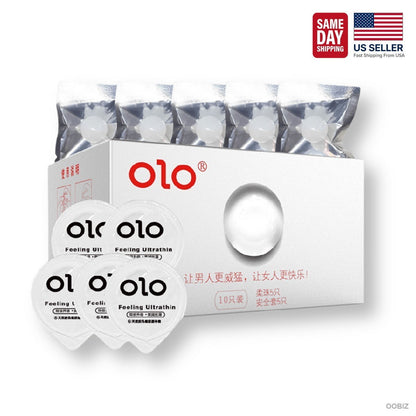 OLO 5+5 retail box, 5 condoms and 5 silicone beads per box, sold as a set of 2 boxes