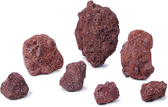 LANDEN Red Lava Stones for Aquascaping Terrariums(15.5lbs,3-10 inches)11pcs